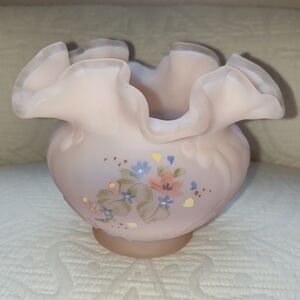 Vintage Fenton Pink Hand Painted Vase